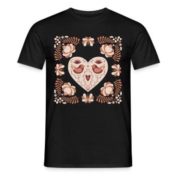 Volkskunst Herz und Vogel, Gzhel Art, Gzhel-Kunst - Männer T-Shirt - Schwarz - Vorne - AI Model Male 178 light (178cm)