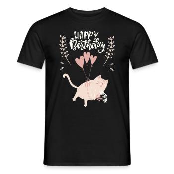 Geburtstag, dicke Katze, lustige Katze Spruch - Männer T-Shirt - Schwarz - Vorne - AI Model Male 178 light (178cm)