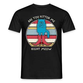 Lustiger Katzen-Spruch, Katze, Kater Stiefel, Pun - Männer T-Shirt - Schwarz - Vorne - AI Model Male 178 light (178cm)