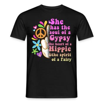 Hippie Peace Groovy Flowerpower Boho Woodstock - T-shirt homme - noir - Devant - AI Model Male 178 light (178cm)
