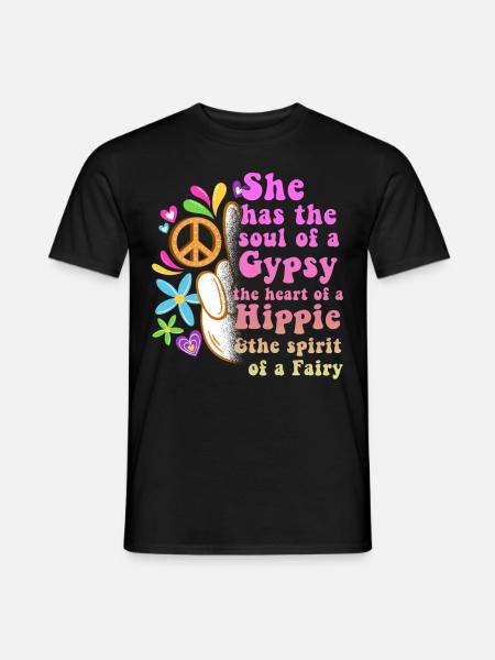 Hippie Peace Groovy Flowerpower Boho Woodstock - Männer T-Shirt - Schwarz