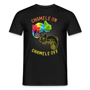 Chameleon funny saying, Pun Chamele On - Men's T-Shirt - black - Front - AI Model Male 178 light (178cm)