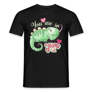Amorous chameleon funny saying, love-love - Men's T-Shirt - black - Front - AI Model Male 178 light (178cm)