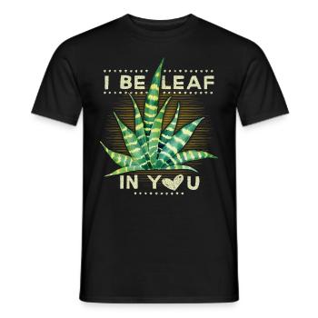Sansevieria bow hemp plant houseplant saying - Men's T-Shirt - black - Front - AI Model Male 178 light (178cm)