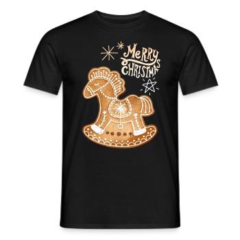 Gingerbread Horse gingerbread-horse Christmas - Men's T-Shirt - black - Front - AI Model Male 178 light (178cm)