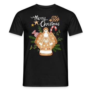 Weihnachten Lebkuchen-Engel, Weihnachtsengel - Männer T-Shirt - Schwarz - Vorne - AI Model Male 178 light (178cm)