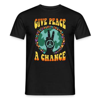 Hippie Tshirt Peace Bewegung Woodstock Boho Groove - Männer T-Shirt - Schwarz - Vorne - AI Model Male 178 light (178cm)