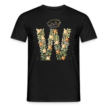 Monogramm Buchstabe W mit Krone, florales Ornament - Männer T-Shirt - Schwarz - Vorne - AI Model Male 178 light (178cm)