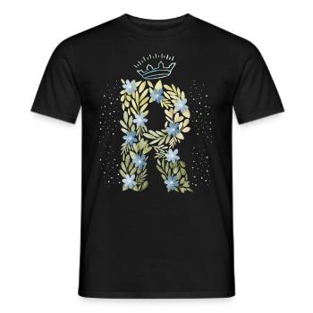 Monogramm Buchstabe R mit Krone, florales Ornament - Männer T-Shirt - Schwarz - Vorne - AI Model Male 178 light (178cm)