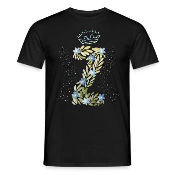 Monogramm Buchstabe Z mit Krone, florales Ornament - Männer T-Shirt - Schwarz - Vorne - AI Model Male 178 light (178cm)