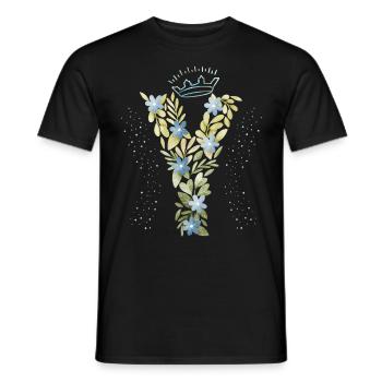 Monogramm Buchstabe Y mit Krone, florales Ornament - Männer T-Shirt - Schwarz - Vorne - AI Model Male 178 light (178cm)