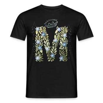 Monogramm Buchstabe M mit Krone, florales Ornament - Männer T-Shirt - Schwarz - Vorne - AI Model Male 178 light (178cm)
