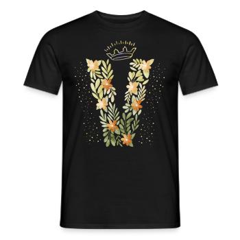 Monogramm Buchstabe V mit Krone, florales Ornament - Männer T-Shirt - Schwarz - Vorne - AI Model Male 178 light (178cm)