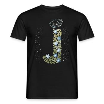 Monogramm Buchstabe J mit Krone, florales Ornament - Männer T-Shirt - Schwarz - Vorne - AI Model Male 178 light (178cm)