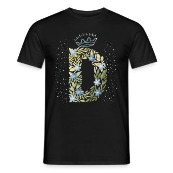 Monogramm Buchstabe D mit Krone, florales Ornament - Männer T-Shirt - Schwarz - Vorne - AI Model Male 178 light (178cm)