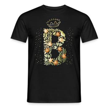 Monogramm Buchstabe B mit Krone, florales Ornament - Männer T-Shirt - Schwarz - Vorne - AI Model Male 178 light (178cm)