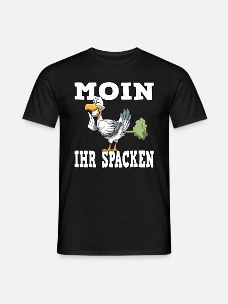 MOIN IHR SPACKEN für einen Möwen Spruch - Männer T-Shirt - Schwarz