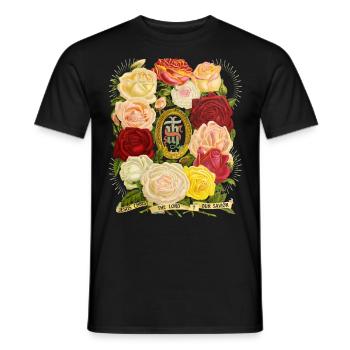 IHS Jesus Jesus Christus vintage-Rosenmotiv Spruch - Männer T-Shirt - Schwarz - Vorne - AI Model Male 178 light (178cm)