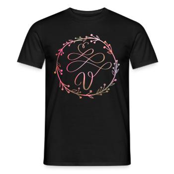 Monogram, letter V, calligraphy ornament - Men's T-Shirt - black - Front - AI Model Male 178 light (178cm)