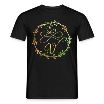 Monogram, letter V, calligraphy ornament - Men's T-Shirt - black - Front - AI Model Male 178 light (178cm)