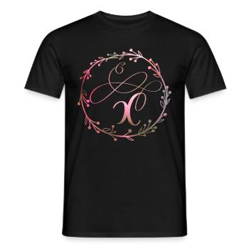 Monogramme, lettre X, ornement de calligraphie - T-shirt homme - noir - Devant - AI Model Male 178 light (178cm)