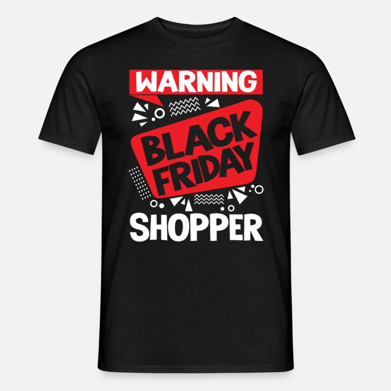 Warning Black Friday Shopper - Männer T-Shirt - Schwarz