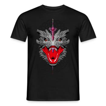 Dragon with purple sword - Men's T-Shirt - black - Front - AI Model Male 178 light (178cm)