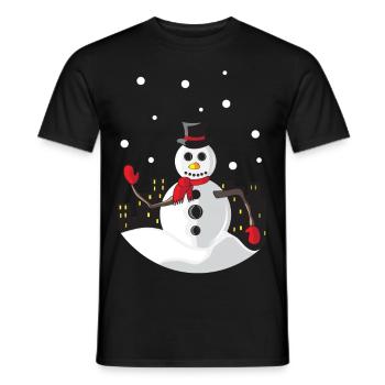 Snow Man Cold Christmas Night - Men's T-Shirt - black - Front - AI Model Male 178 light (178cm)