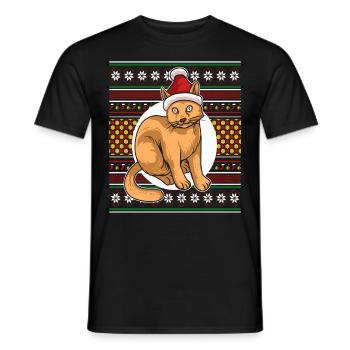Moche pull de Noël Tshirt chat de Noël - T-shirt homme - noir - Devant - AI Model Male 178 light (178cm)