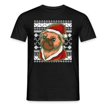 Pull de Noël moche Tshirt Carlin de Noël - T-shirt homme - noir - Devant - AI Model Male 178 light (178cm)