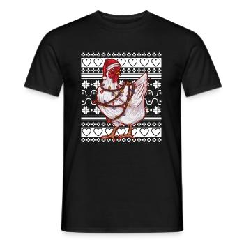 Ugly Christmas Sweater Tshirt Christmas Chicken - Men's T-Shirt - black - Front - AI Model Male 178 light (178cm)