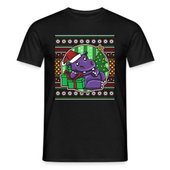Ugly Christmas Sweater Tshirt Weihnachten Nilpferd - Männer T-Shirt - Schwarz - Vorne - AI Model Male 178 light (178cm)