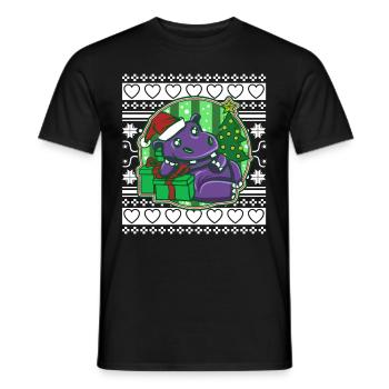 Ugly Christmas Sweater Tshirt Weihnachten Nilpferd - Männer T-Shirt - Schwarz - Vorne - AI Model Male 178 light (178cm)