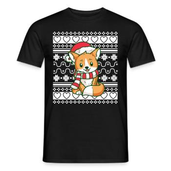 Ugly Christmas Sweater Tshirt Christmas Fox - Men's T-Shirt - black - Front - AI Model Male 178 light (178cm)
