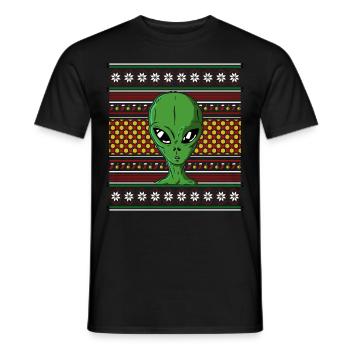 Pull de Noël moche Tshirt Weihnachten Alien - T-shirt homme - noir - Devant - AI Model Male 178 light (178cm)