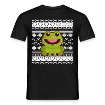 Ugly Christmas Sweater Tshirt Christmas Frog - Men's T-Shirt - black - Front - AI Model Male 178 light (178cm)