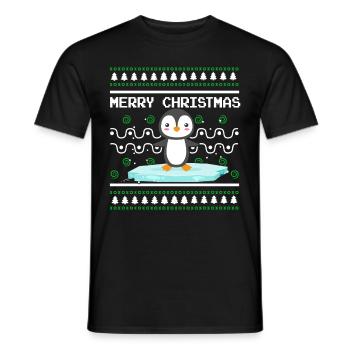 Ugly Christmas Sweater Tshirt Weihnachten Pinguin - Männer T-Shirt - Schwarz - Vorne - AI Model Male 178 light (178cm)