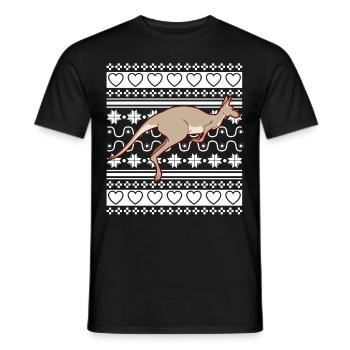 Ugly Christmas Sweater Tshirt Christmas Kangaroo - Men's T-Shirt - black - Front - AI Model Male 178 light (178cm)