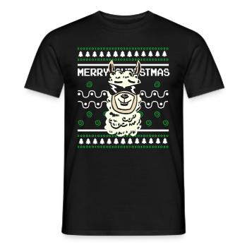 Ugly Christmas Sweater Tshirt Weihnachten Lama - Männer T-Shirt - Schwarz - Vorne - AI Model Male 178 light (178cm)