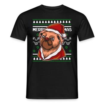 Ugly Christmas Sweater Tshirt Weihnachten mops - Männer T-Shirt - Schwarz - Vorne - AI Model Male 178 light (178cm)