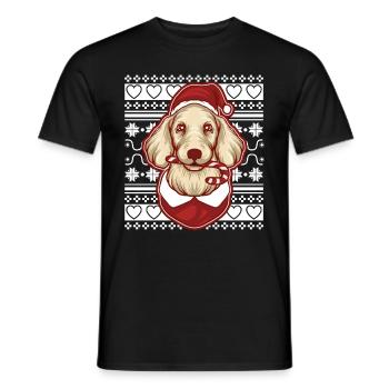 Pull de Noël moche Tshirt Chien de Noël - T-shirt homme - noir - Devant - AI Model Male 178 light (178cm)