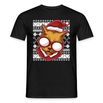 Moche pull de Noël Tshirt chat de Noël - T-shirt homme - noir - Devant - AI Model Male 178 light (178cm)