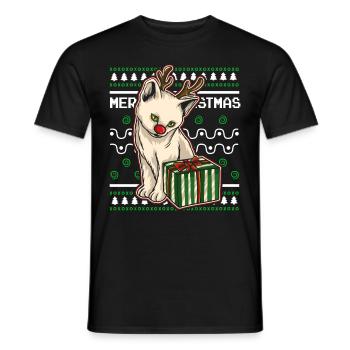 Moche pull de Noël Tshirt chat de Noël - T-shirt homme - noir - Devant - AI Model Male 178 light (178cm)
