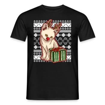 Moche pull de Noël Tshirt chat de Noël - T-shirt homme - noir - Devant - AI Model Male 178 light (178cm)