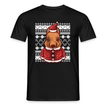Pull de Noël moche Tshirt Chien de Noël - T-shirt homme - noir - Devant - AI Model Male 178 light (178cm)