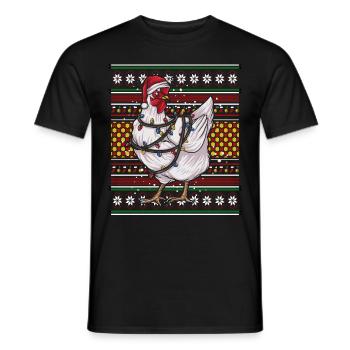 Ugly Christmas Sweater Tshirt Christmas Chicken - Men's T-Shirt - black - Front - AI Model Male 178 light (178cm)