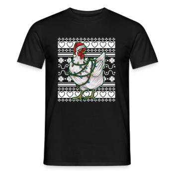 Ugly Christmas Sweater Tshirt Christmas Chicken - Men's T-Shirt - black - Front - AI Model Male 178 light (178cm)