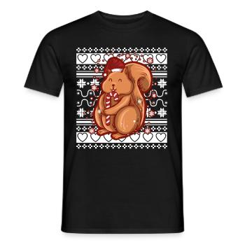 Pull de Noël moche Écureuil de Noël - T-shirt homme - noir - Devant - AI Model Male 178 light (178cm)