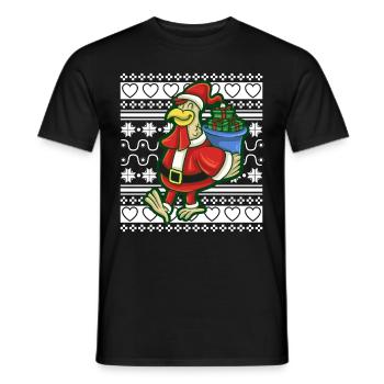 Ugly Christmas Sweater Tshirt Christmas Duck - Men's T-Shirt - black - Front - AI Model Male 178 light (178cm)