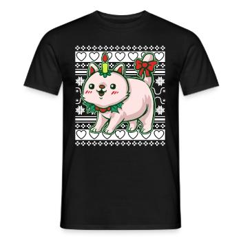 Moche pull de Noël Tshirt chat de Noël - T-shirt homme - noir - Devant - AI Model Male 178 light (178cm)
